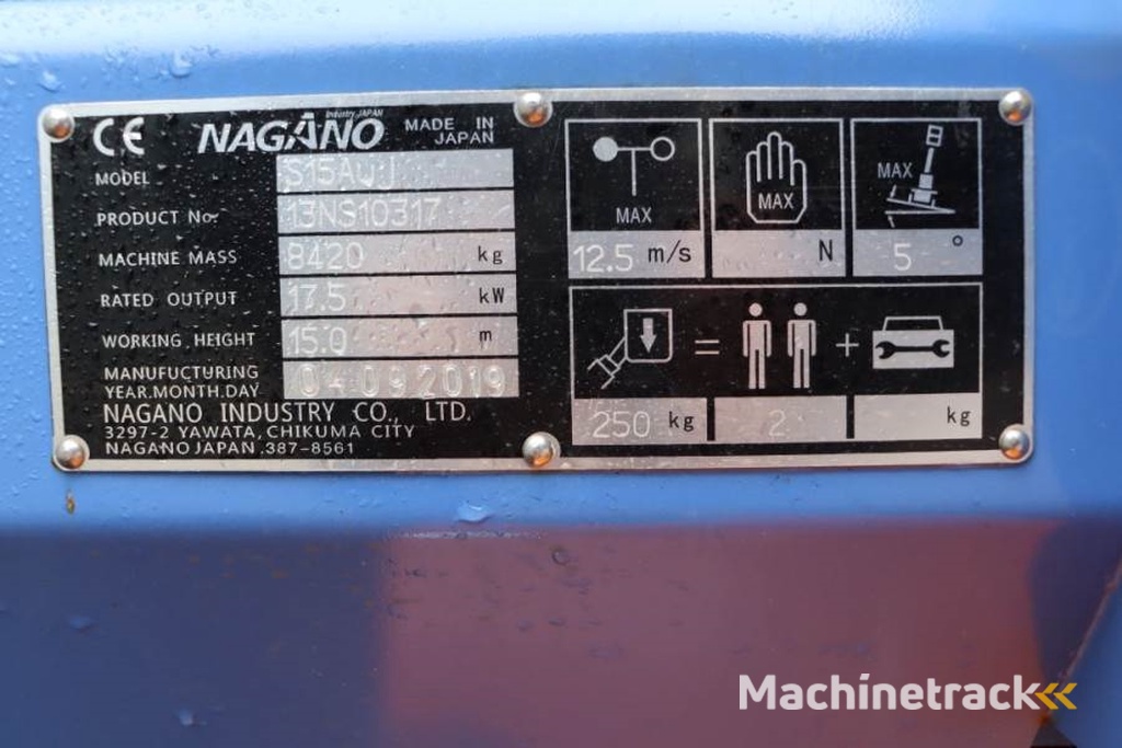 Nagano S15Auj Valid inspection, Diesel, 15 m Working Heig