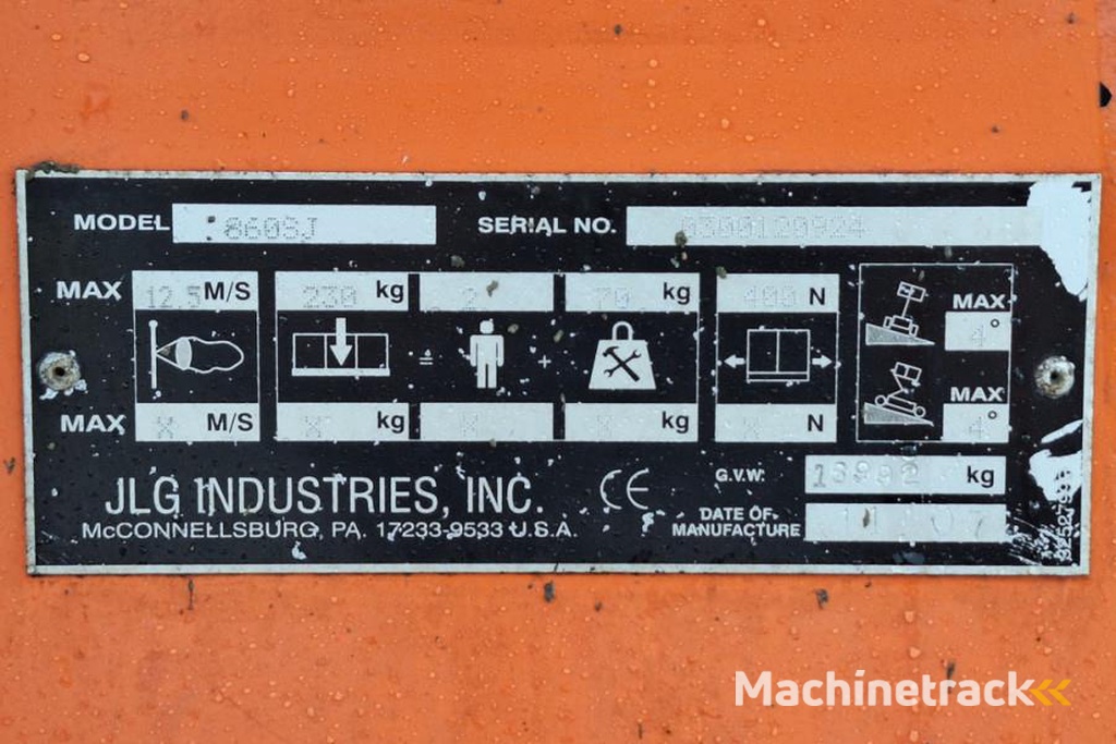 JLG 860SJ Diesel, 4x4 Drive, 28.2m Working Height, 22.