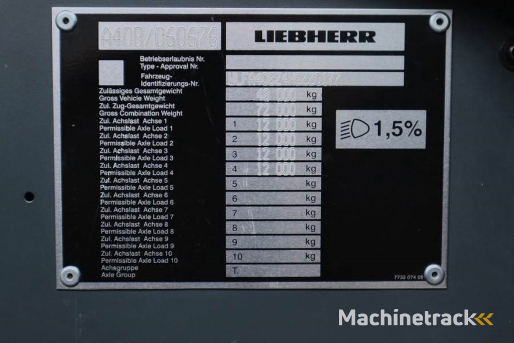 Liebherr LTM1070-4.2 Dutch Vehicle Registration, Valid Insp