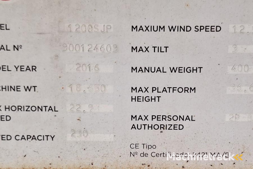 JLG 1200SJP Diesel, 38.7m Working Height, 23.5m Reach,