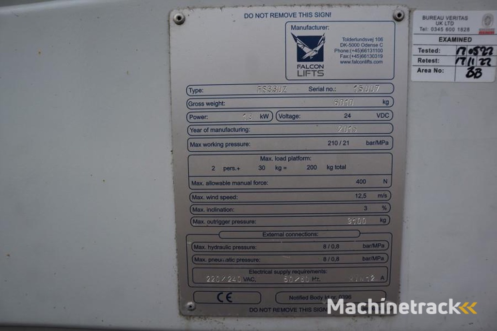 Falcon FS330Z As-Is, Bi-Energy, Diesel - Battery, 33m Wor