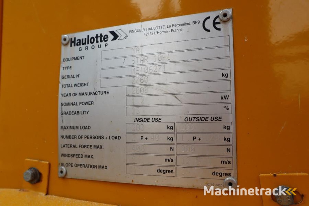 Haulotte STAR 10 As-Is, Electric, 10m Working Height, 3m Re