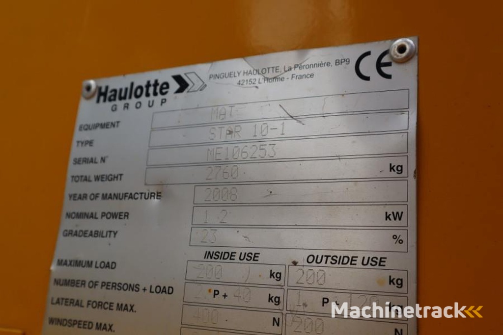 Haulotte STAR 10 As-Is, Electric, 10m Working Height, 3m Re
