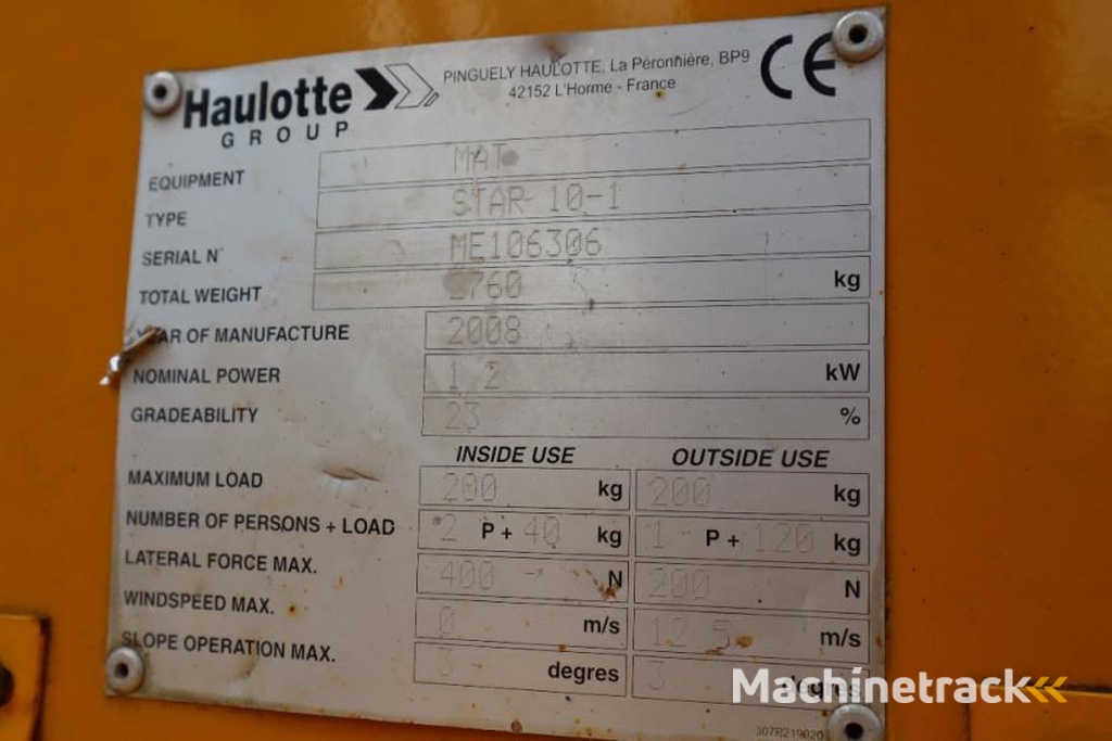 Haulotte STAR 10 As-Is, Electric, 10m Working Height, 3m Re