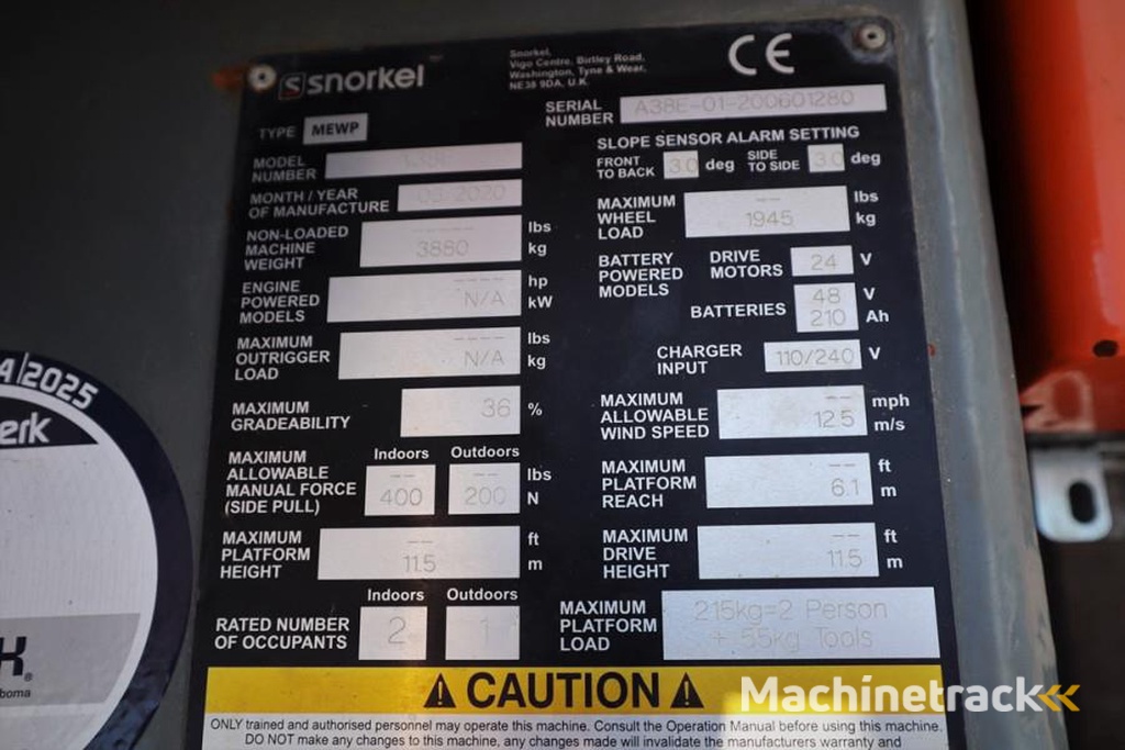 Snorkel A38E Valid Inspection, *Guarantee! Electric, 13.5m