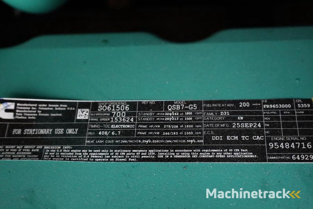 Cummins C220D5EQ Declaration of Conformity, Diesel, 220kVA