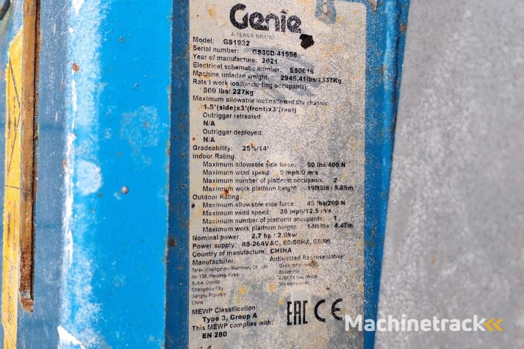 Genie GS1932 E-Drive Several In Stock, 8m Working Height