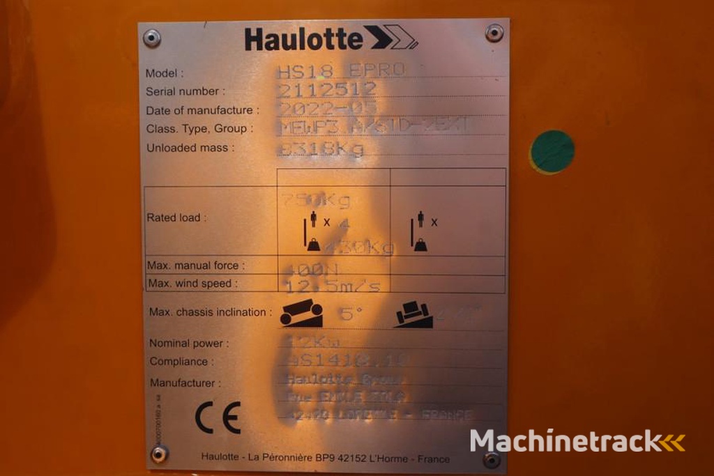 Haulotte HS18EPRO Full Electric 4x4 Drive, Versatile Use: O