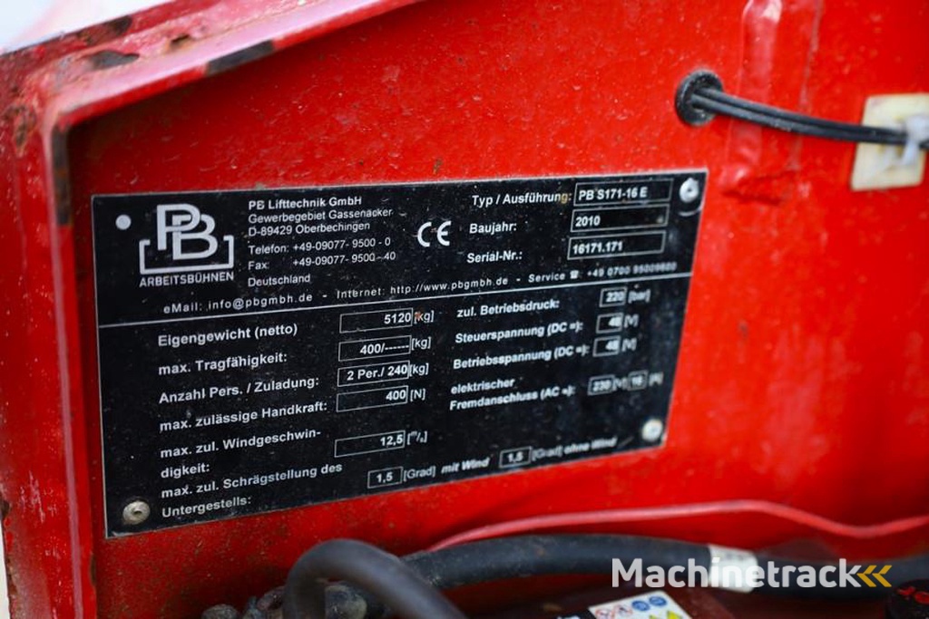 PB LIFT S171-16E Electric, 17.3m Working Height, 400k