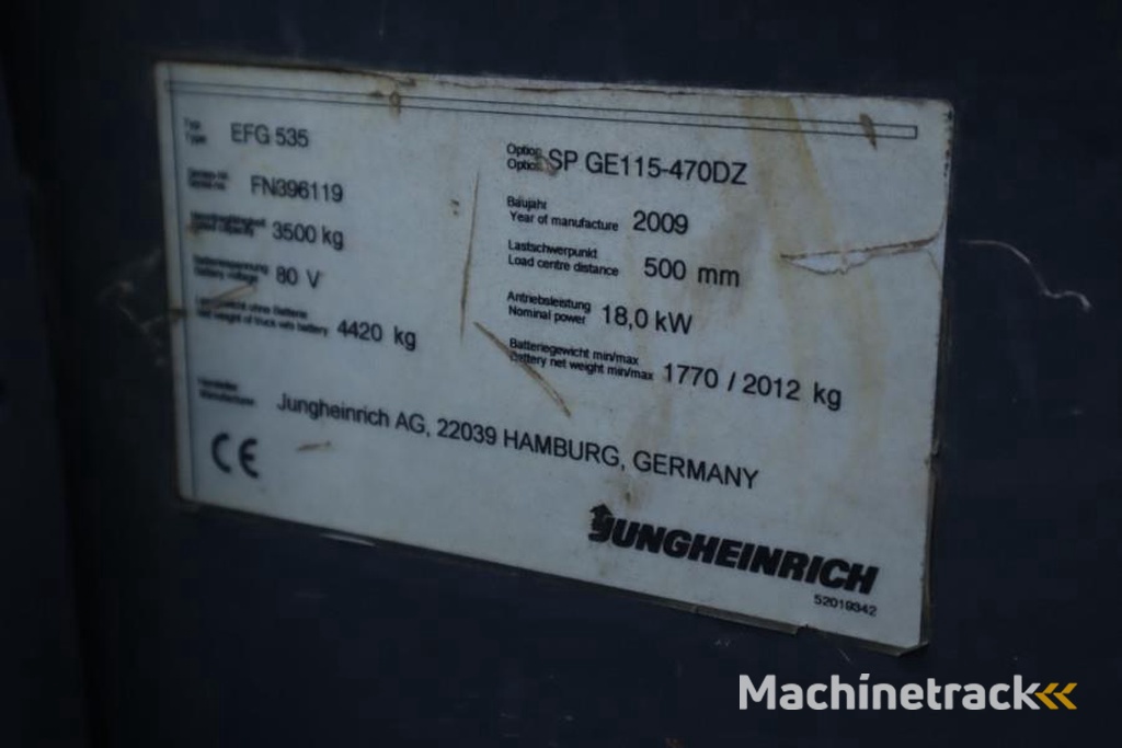 Jungheinrich EFG535 Electric, Lifting Height 4700mm, Freelift 1