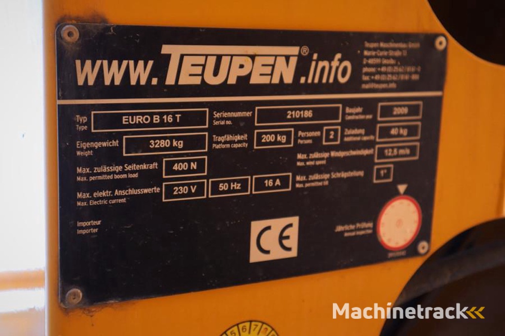 Teupen EURO B16T As-Is, Driving Licence B/3, Diesel, 16m