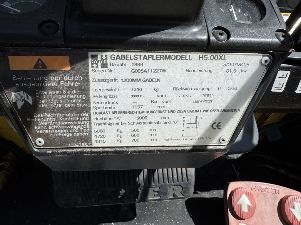 Hyster H5.00XL Duplo 400 Sideshift Diesel 1999