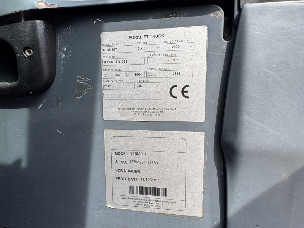 Toyota 8FBM20T Triplo 470 Freelift / Sideshift Elektrisch 2017 6145Hours