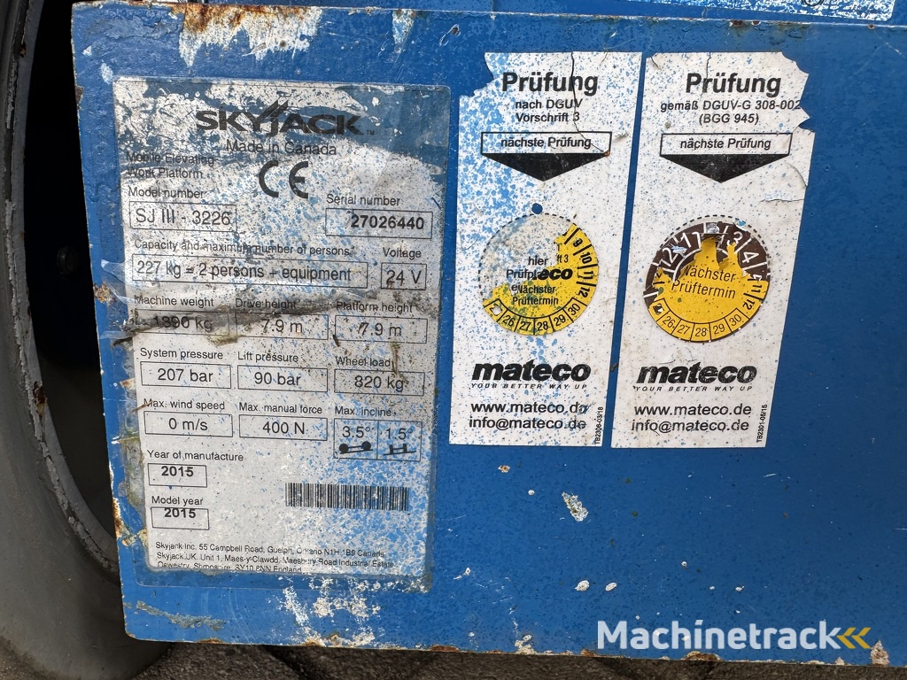 Schaarhoogwerker SCISSOR SKYJACK SJ3226 9.92M Werkhoogte 2015 175uur