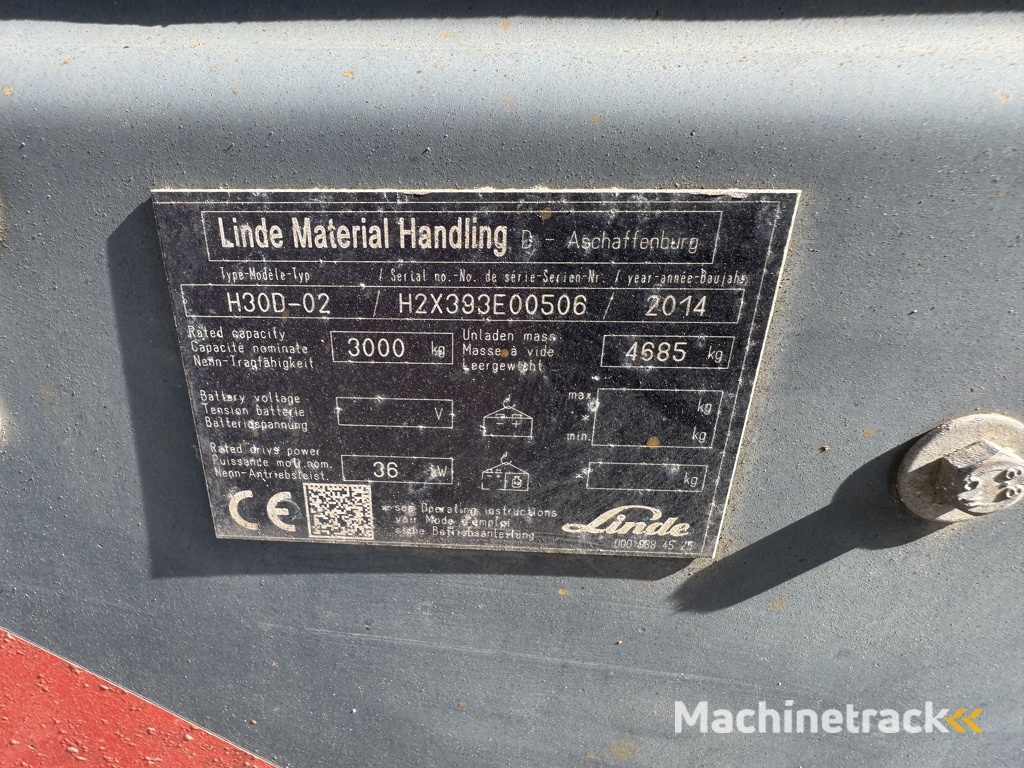Linde H30D-02 Triplo 465 Freelift / Sideshift /  VW Diesel 2014