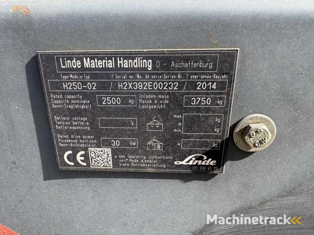 Linde H25D-02 Triplo 470 Freelift / Sideshift  VW Diesel 2014