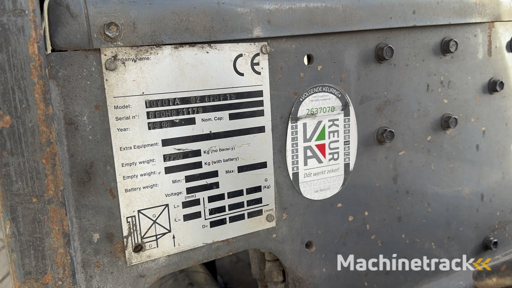 Toyota 02-6FDF15 Triplo 470 Freelift / Sideshift Diesel 1998