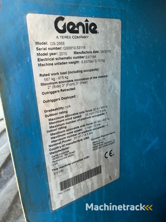 GENIE GS 2668 RT  Hoogwerker / Arbeitsbuhne 10mtr werkhoogte 4x4 kubota DIESEL 2010