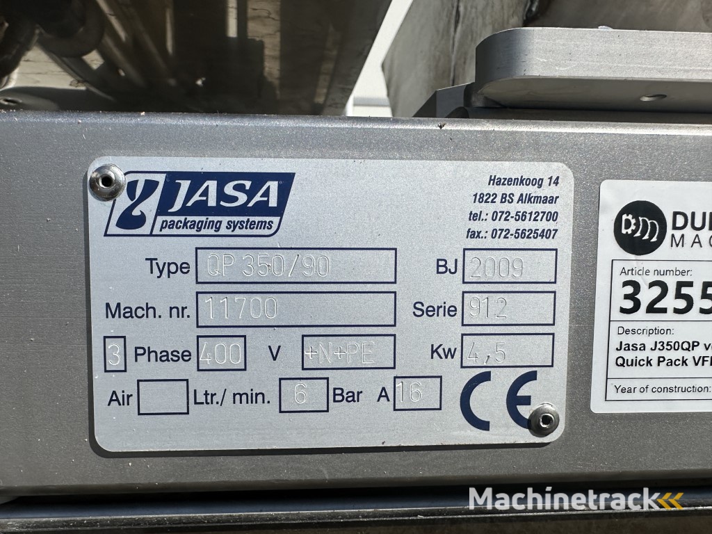 Jasa J350QP Verticale Form-Fill-Seal (VFFS) packaging machine 2009