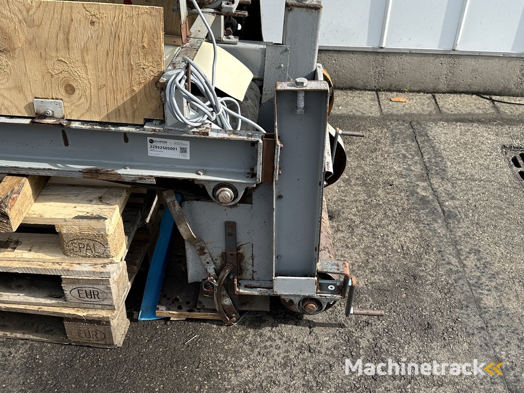 Self build conveyor 160 x 60 cm with adjustable iron roll  Used as destoner