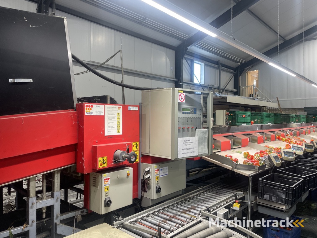 Aweta GMB4-12+1 paprikasorteermachine met opvoerband en weegschalen