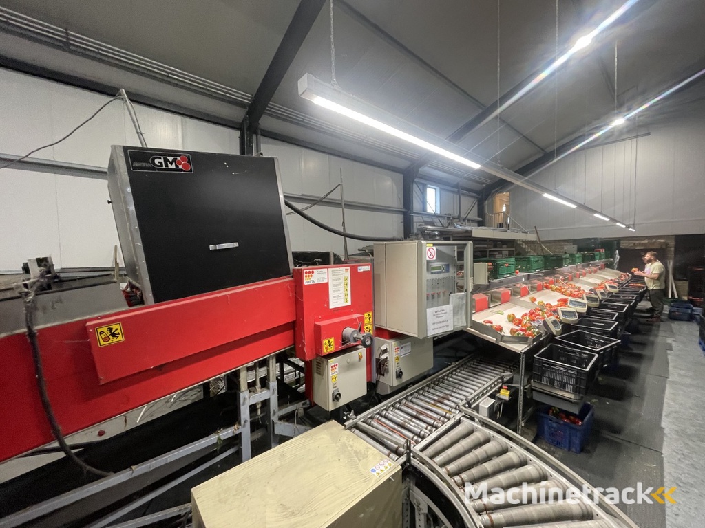 Aweta GMB4-12+1 paprikasorteermachine met opvoerband en weegschalen