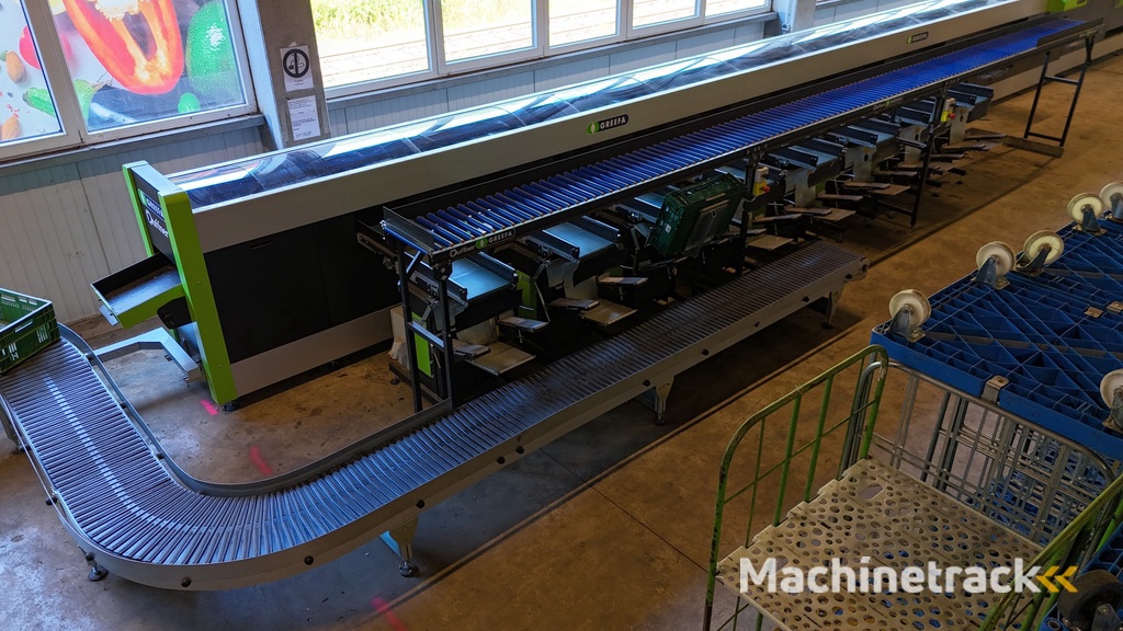 Greefa CombiSort apple & fruit sorting machine 2 line with water dumper, automatic box fillers and palletiser