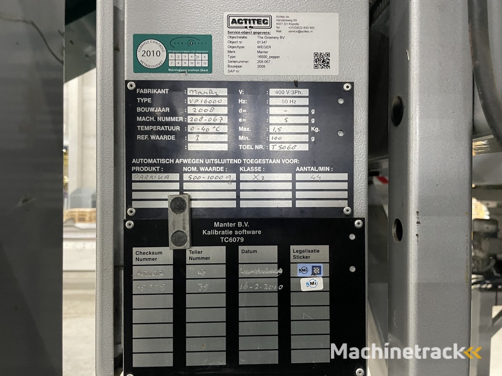 Manter VP16000 Wiegemaschine mit 3 Aufzügen und Dosierförderern