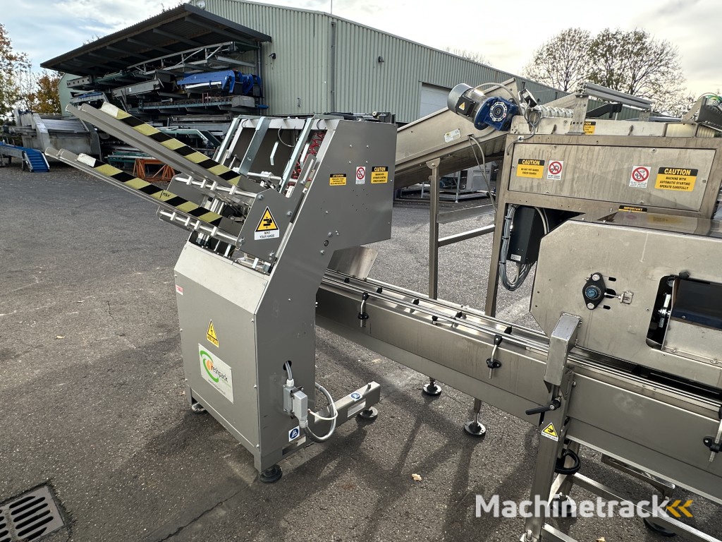 Sorma PC10 126 afweegmachine met punnet/trayvuller (ACM 115) en ontnester (DP4 115)