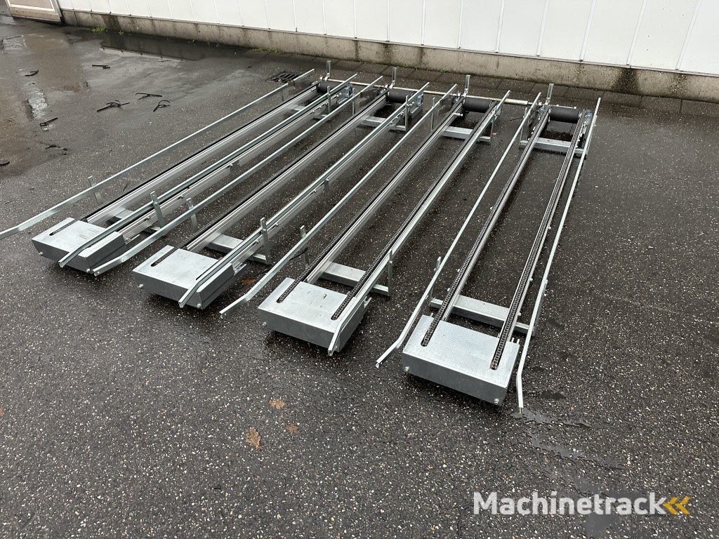 Set van 4 kettingtransporteurs zonder aandrijving 280 x 40 cm