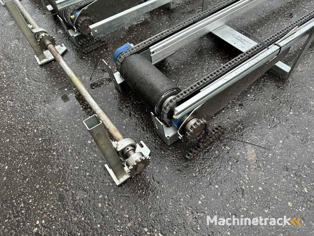 Set van 4 kettingtransporteurs zonder aandrijving 280 x 40 cm