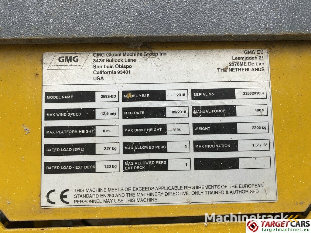 GMG 2632-ED Electric Scissor 2632ED Work Lift 983cm