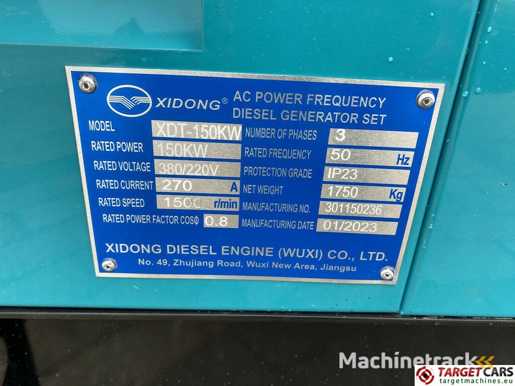 Xidong XDT-150KW Diesel 187.5KVA Generator 400/230V NEW UNUSED