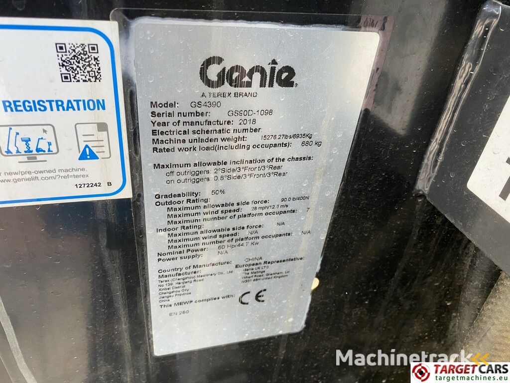 Genie GS-4390 RT LPG 4x4 Scissor Work Lift 1511cm