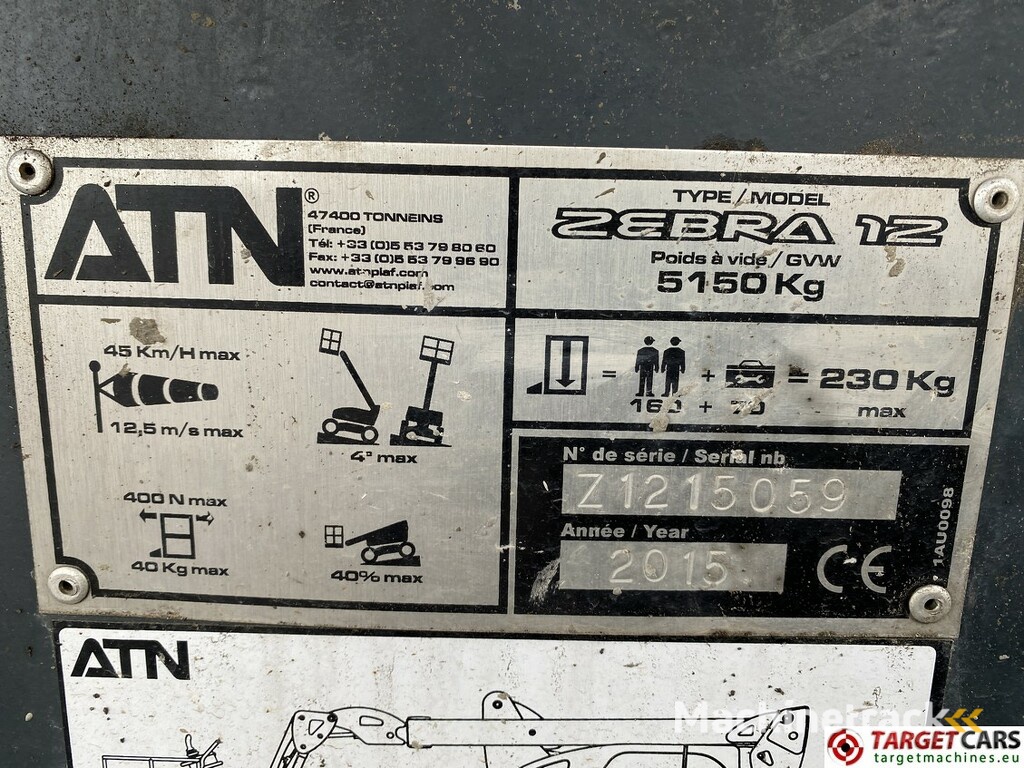 ATN Zebra 12 Articulated Diesel Boom Work Lift 1220cm