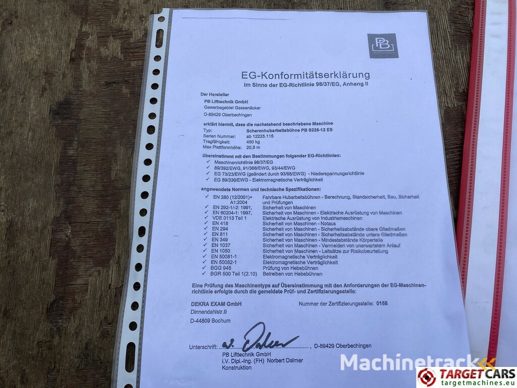 PB Lift S225-12ES Electric Scissor Work Lift 2250cm