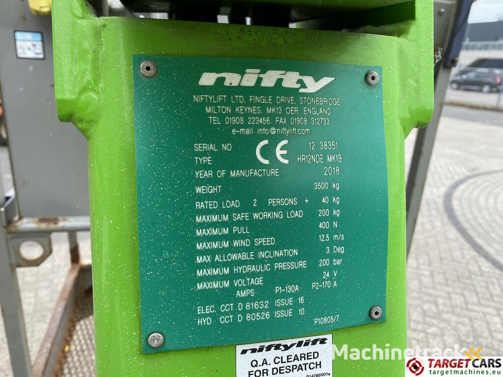 Niftylift HR12NDE Articulated HyBrid Boom Work Lift 1220cm