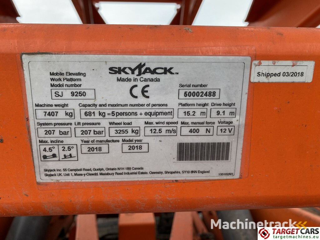 Skyjack SJ-9250 RT Diesel 4x4 Scissor Work Lift 1720cm