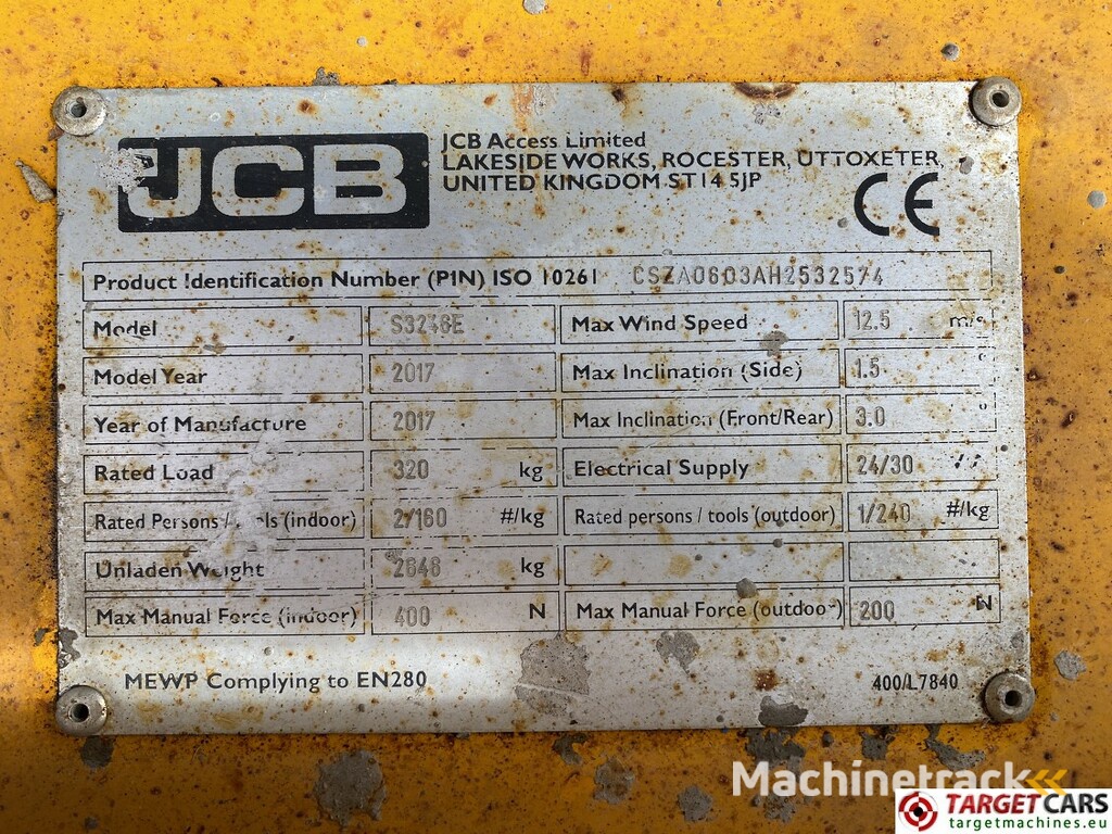 JCB S3246E Electric Scissor Work Lift 1200cm