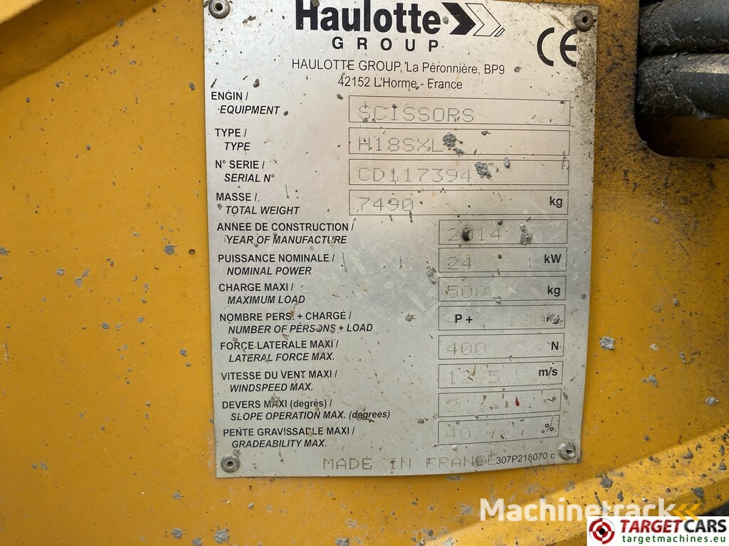 Haulotte H18SXL Diesel 4x4 Scissor Work Lift 1800cm