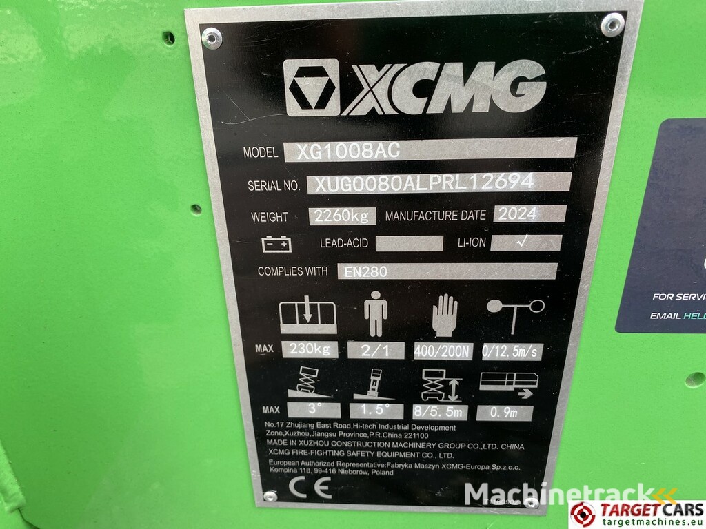 XCMG XG1008AC Lithium-Ion Electric Scissor Work Lift 1000cm