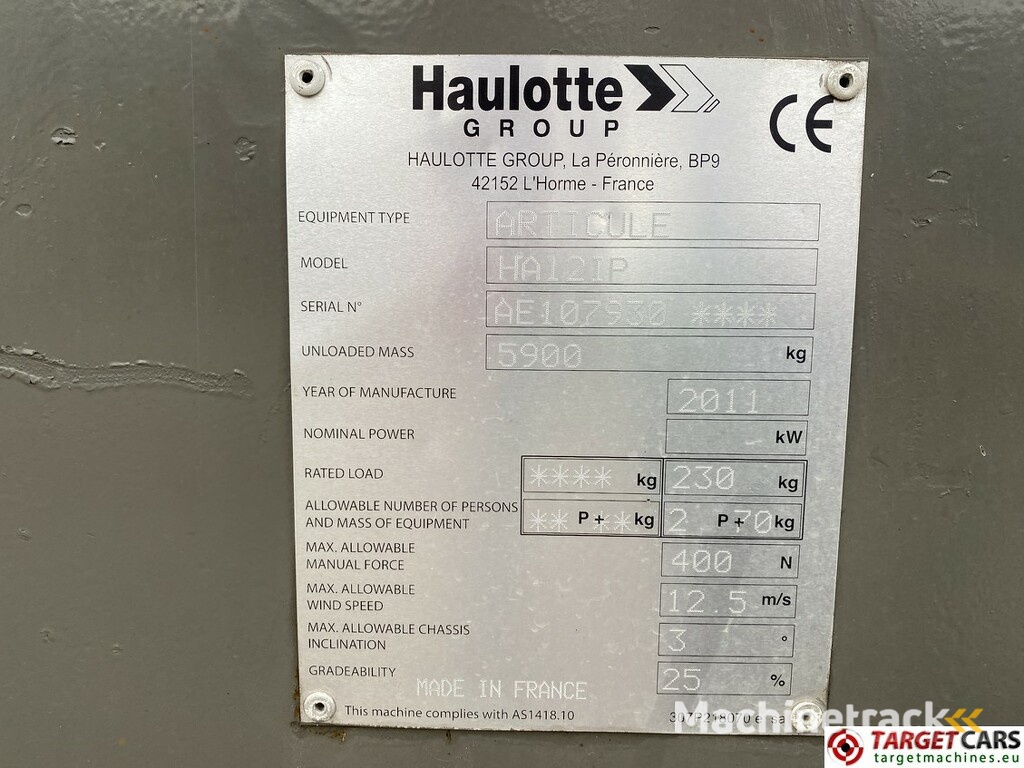 Haulotte HA12IP Electric Articulated Boom Work Lift 1200cm