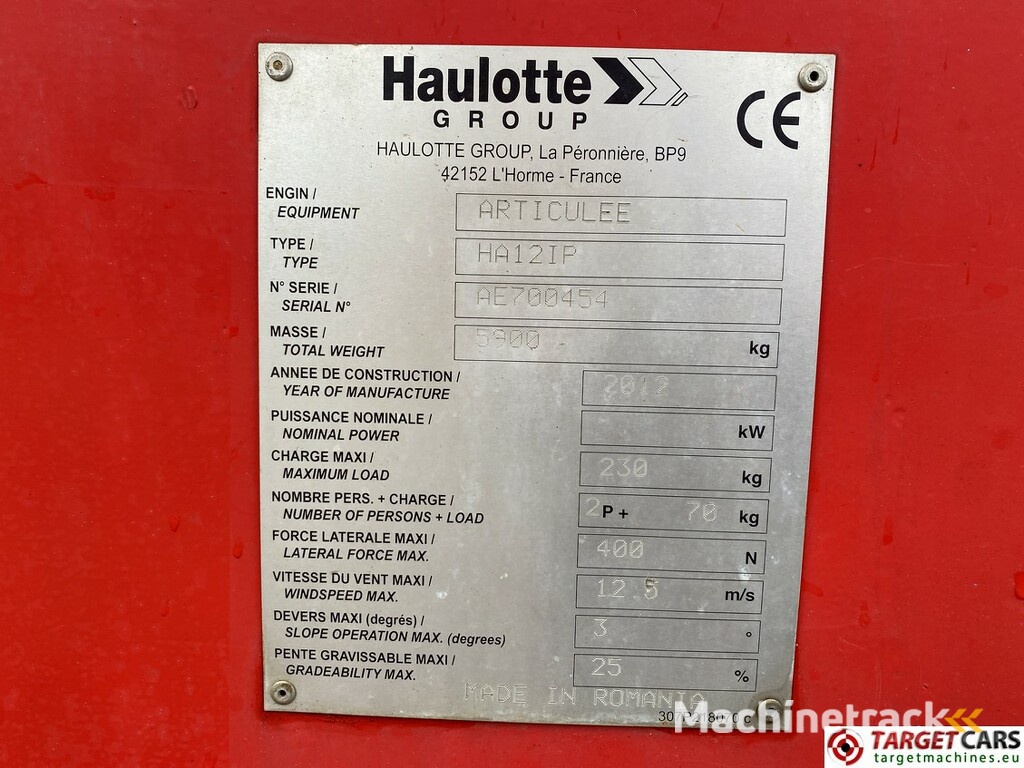 Haulotte HA12IP Electric Articulated Boom Work Lift 1200cm