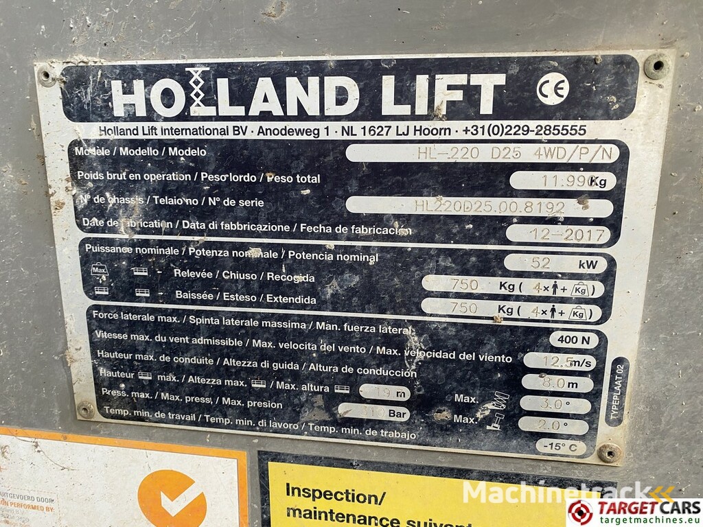 Holland Lift HL220D25-4WD Diesel 4x4 Scissor Work Lift 2170cm