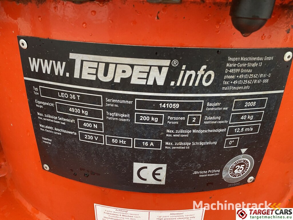 Teupen Leo 36T HyBrid Tracked Telescopic Boom Work Lift 3550cm