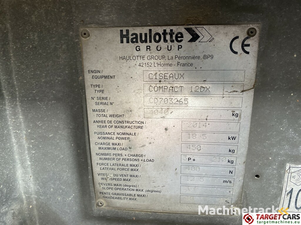 Haulotte Compact 12DX Diesel 4x4 Scissor Work Lift 1206cm