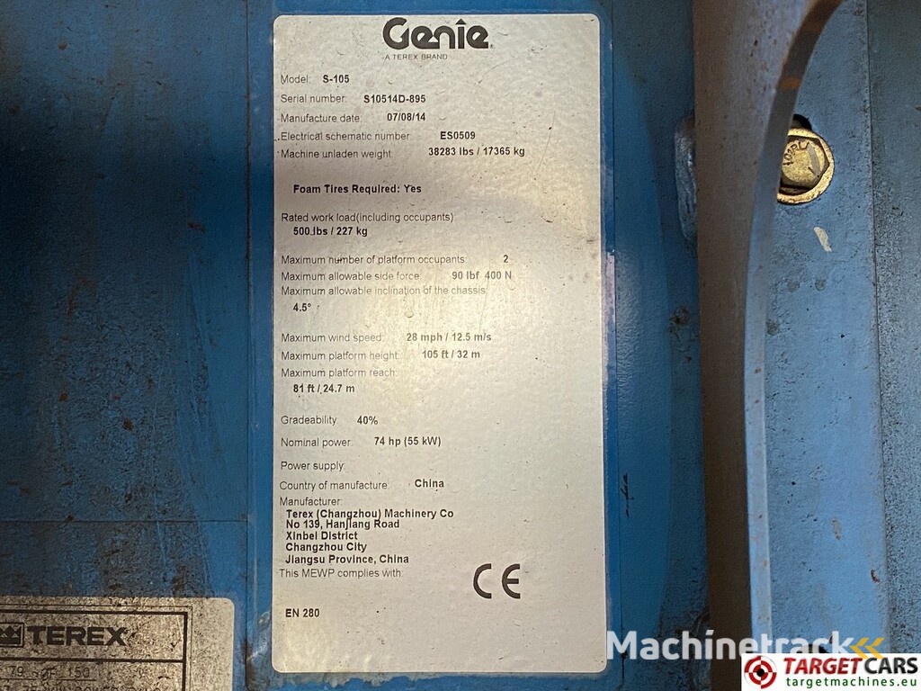 Genie S-105 Telescopic 4x4x4 S105 Diesel Boom WorkLift 3400cm