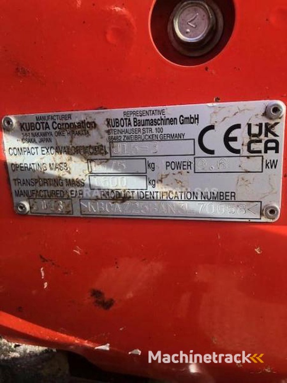 Kubota U15-3-VHG-Canopy-1T5-sur-chenilles