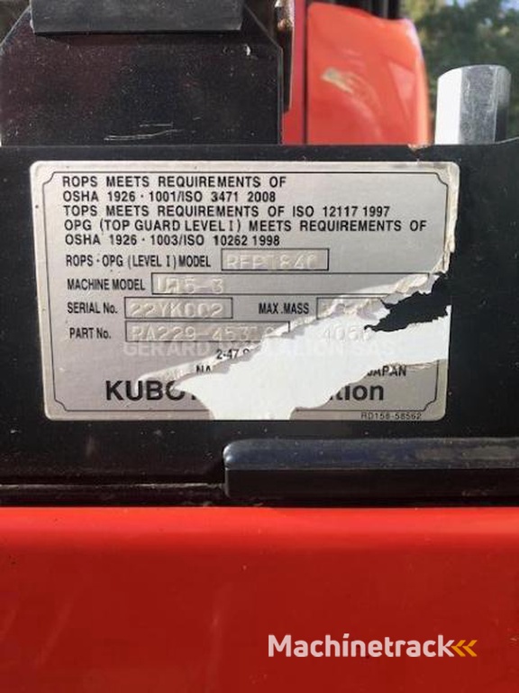 Kubota U15-3-VHG-Canopy-1T5-sur-chenilles