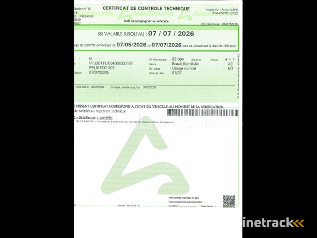 Car Peugeot 307 (2005-58.925 km-VIN:VF33EKFUC84066327)